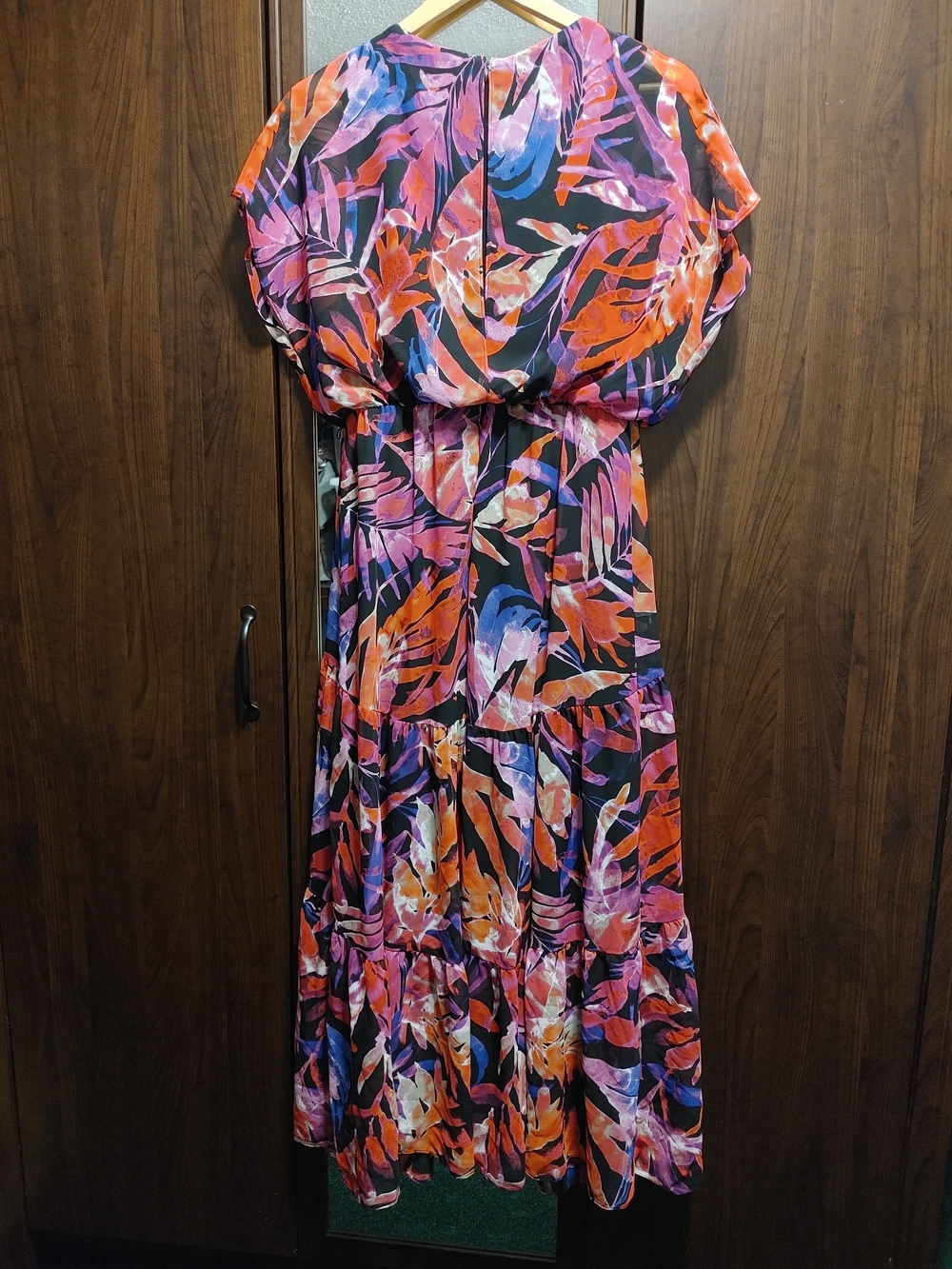 Joseph Ribkoff Multicolor Floral Maxi Dress with Bold Orange & Pink